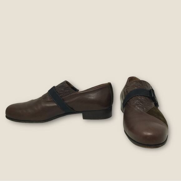 Cesare Paciotti Italian  Slip On Loafers Brown Leather & Suede Luxury Size 9